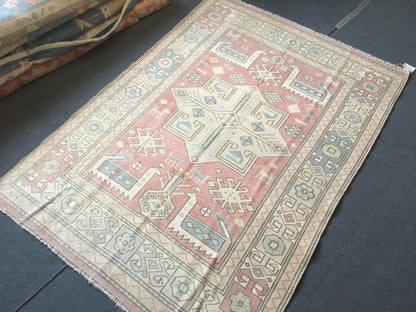 5x7 handmade turkish rug,wool oushak rug, red vintage largest area rug, kitchen rug,