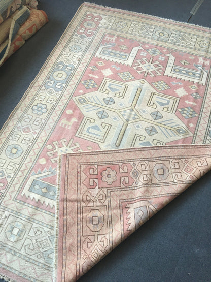 5x7 handmade turkish rug,wool oushak rug, red vintage largest area rug, kitchen rug,