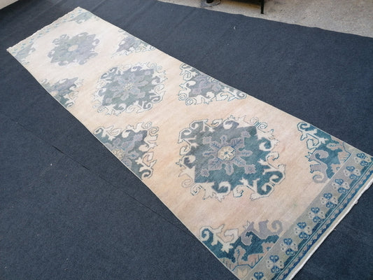 3.4 x 11.8 oushak turkish runner rug, vintage runner rug, Hand Knotted Runner - Handmade rug