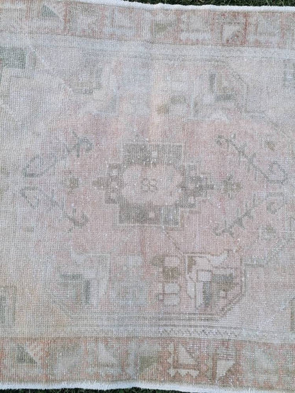 3.6 x 7 Pastel vintage rug, handmade wool rug, muted vintage rug oushak rug