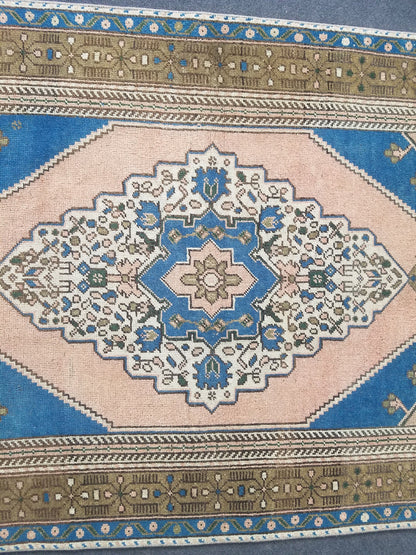 3.6 x 6.6 Turkish rug, vintage rug, vintage oushak rug, Hand Knotted Rug , Handmade Rug