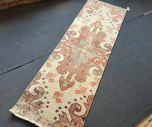 2.5 x 8 feet overlong turkish runner rug, handmade vintage rug
