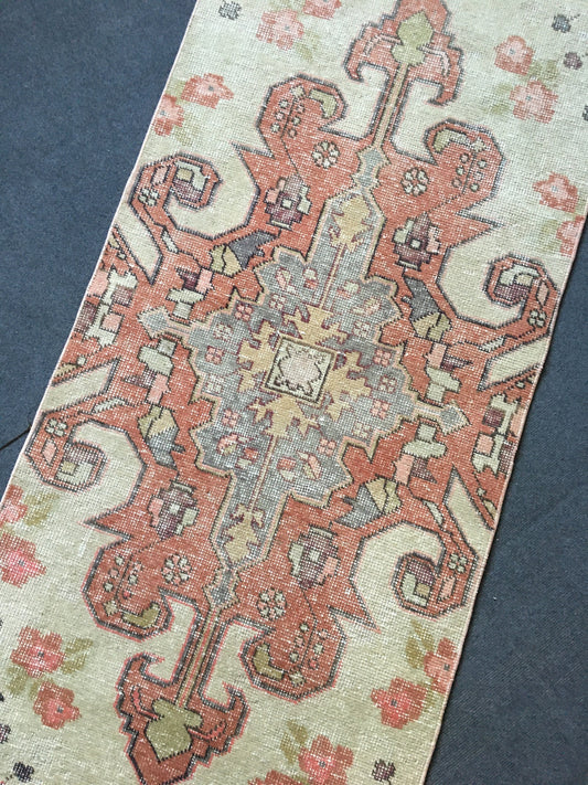 2.5 x 8 feet overlong turkish runner rug, handmade vintage rug