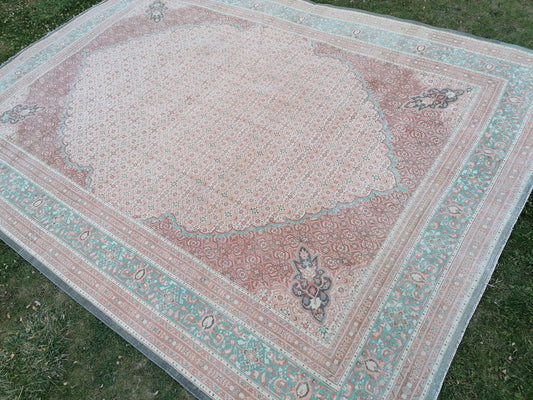 9.7 x 13 Oushak handmade wool rug, large living room rug, pastel oushak rug