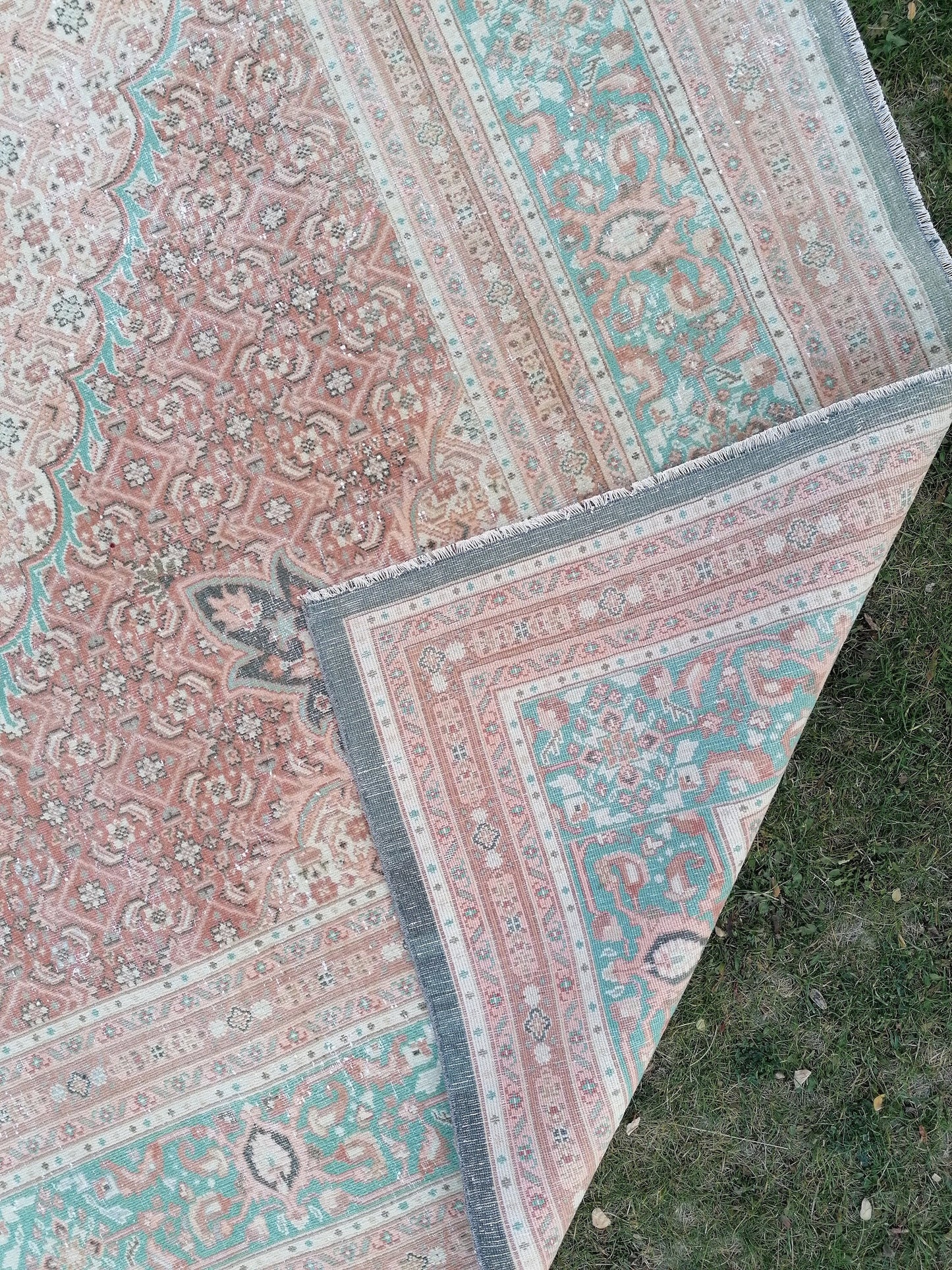 9.7 x 13 Oushak handmade wool rug, large living room rug, pastel oushak rug