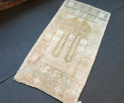 3 x 5.5 feet handmade natural wool kitchen area rug, vintage bedroom rug, turkish rug