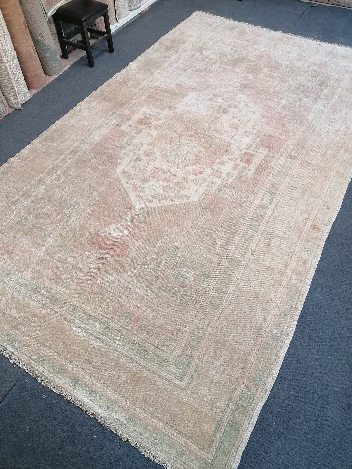 6 x 11 Muted Oushak rug, vintage turkish rug, anatolian rug, vintage rug, handmade rug
