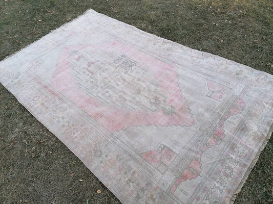 5.9 x 9.10 Muted soft colors rug, vintage rug, pastel turkish oushak rug, anatolian rustic rug