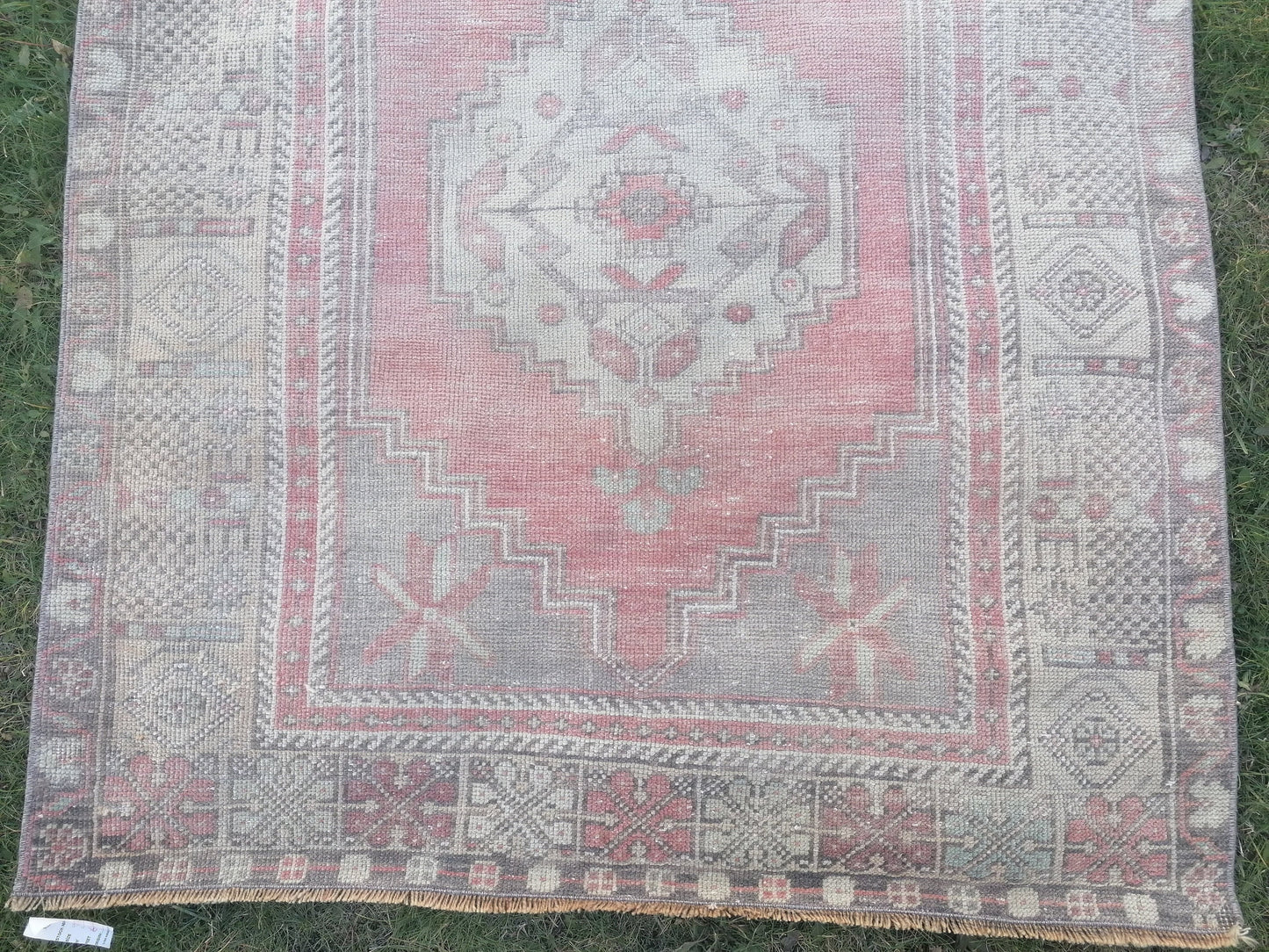 Muted vintage rug 4 x 6.3 oushak rug hand made rug, area wool rug,