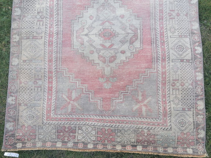 Muted vintage rug 4 x 6.3 oushak rug hand made rug, area wool rug,