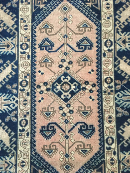 4x6 handmade blue turkish rug, vintage muted oushak bedroom rug, large bathroom floor rug,