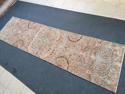 2.8 x 10.5 turkish runner rug, runner rug, vintage oushak runner rug, kitchen runner