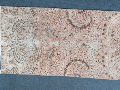 2.8 x 10.5 turkish runner rug, runner rug, vintage oushak runner rug, kitchen runner