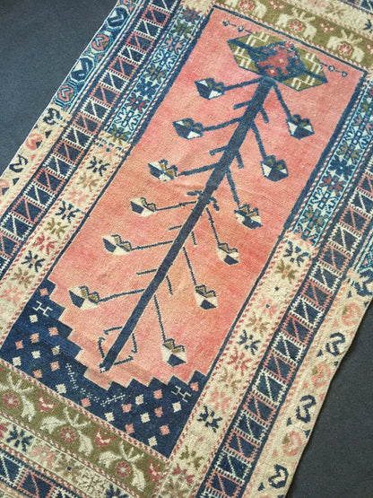 3.5 x 6 feet handmade turkish rug, vintage oushak bedroom rug, anatolian kitchen muted rug,
