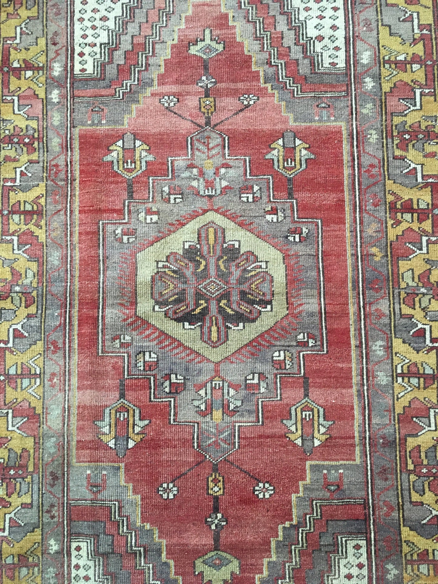 3.5 x 7 feet handmade wool turkish rug, natural vintage hand-knotted rug