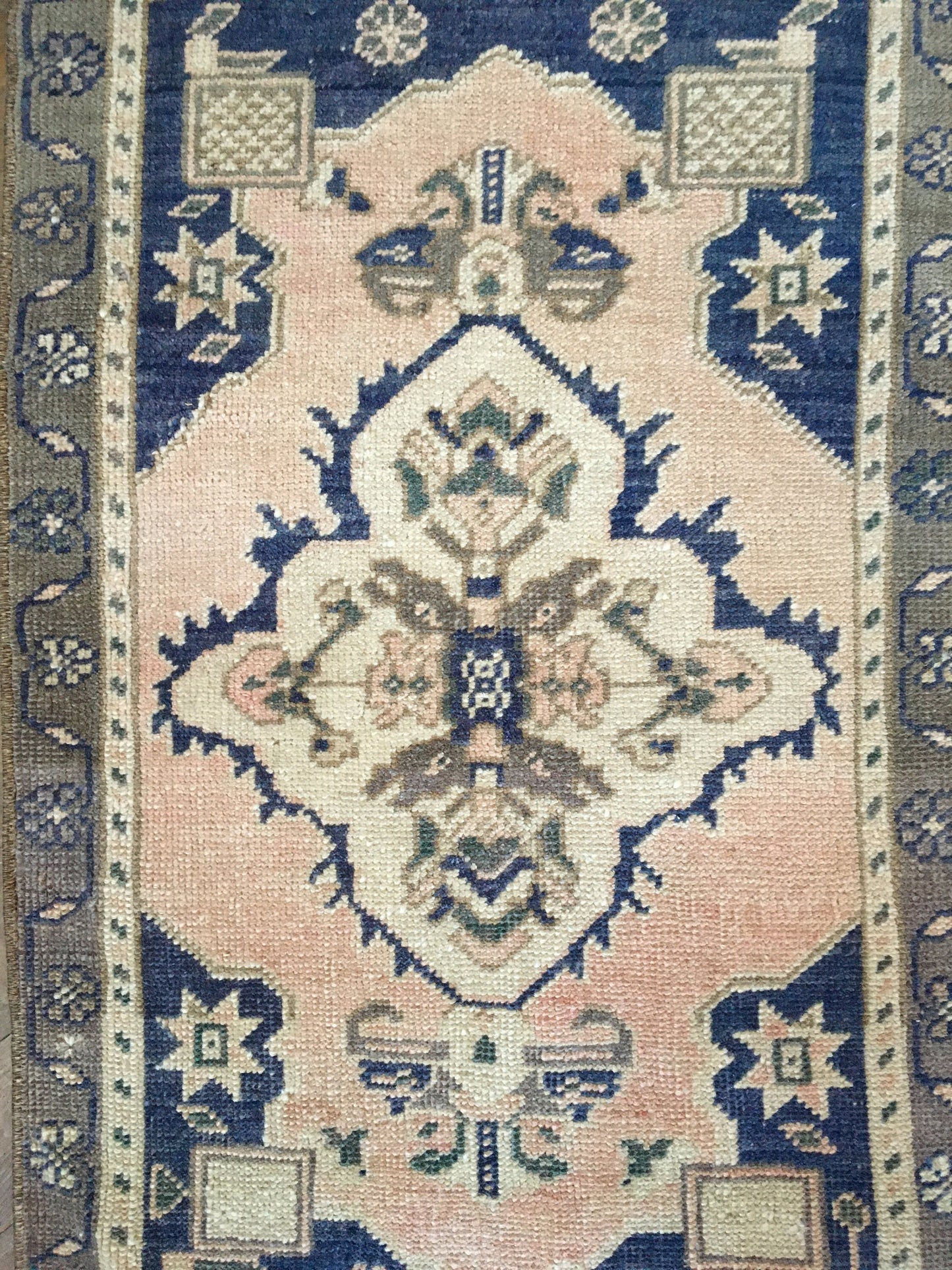 2x3 feet turkish small rug, vintage blue bedroom mini rug, oushak kitchen area small rug, handmade wool bath mat rug,entryway tiny muted rug