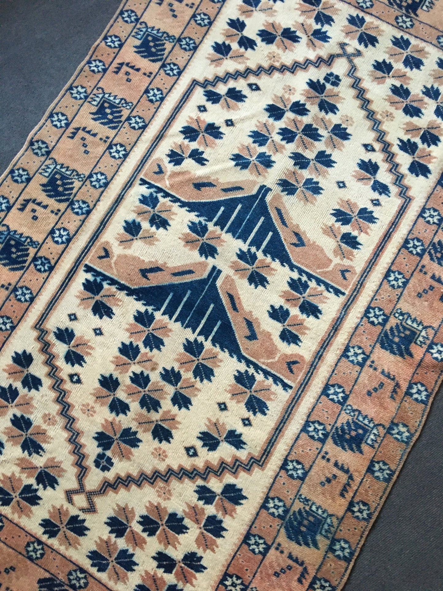3.6 x 6 feet wool natural muted turkish kitchen rug, Oushak rug