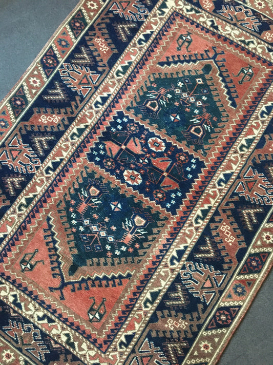 4x6 hand knotted vintage rug, turkish living room floor rug, hallway area wool rug,