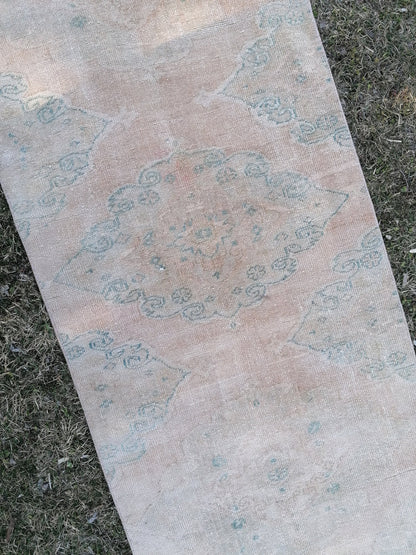 2.9 x 23.6 extra long oushak turkish runner rug, vintage turkish runner rug, stairs rug,
