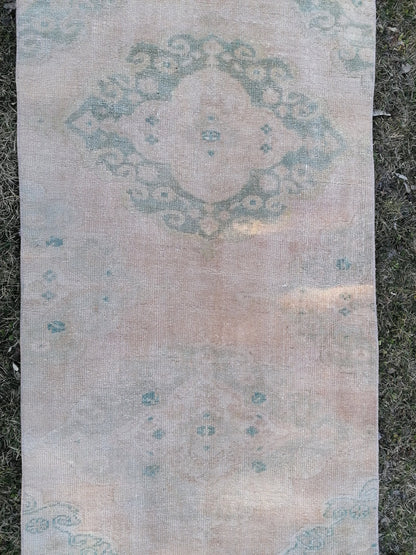 2.9 x 23.6 extra long oushak turkish runner rug, vintage turkish runner rug, stairs rug,