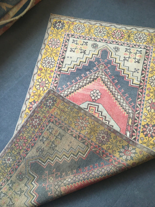 4x7 handmade rug bedroom rug, vintage turkish wool rug