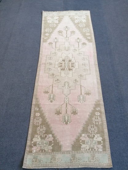 7.7 x 2.8 feet Vintage turkish runner rug, oushak vintage runner rug, vintage anatolian rug