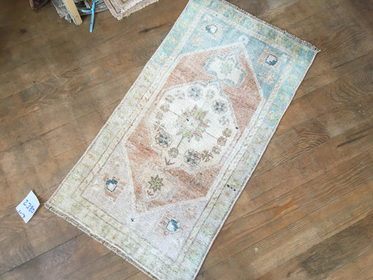 1.6 x 2.9 feet muted color kitchen small rug, vintage living room area mini rug, turkish