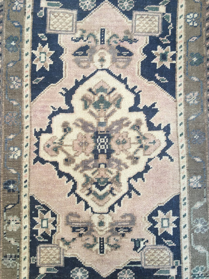 1.7 x 3.4 feet mini muted color turkish rug, handmade oushak small rug, kitchen area mini rug