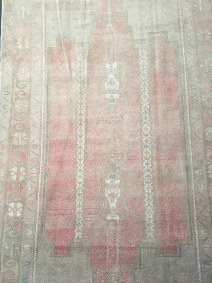 4.5 x 8 feet muted color dining room floor rug, handmade turkish kitchen wool rug