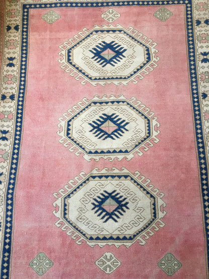 5.4 x 7.5 feet pink handmade bedroom large rug, wide turkish