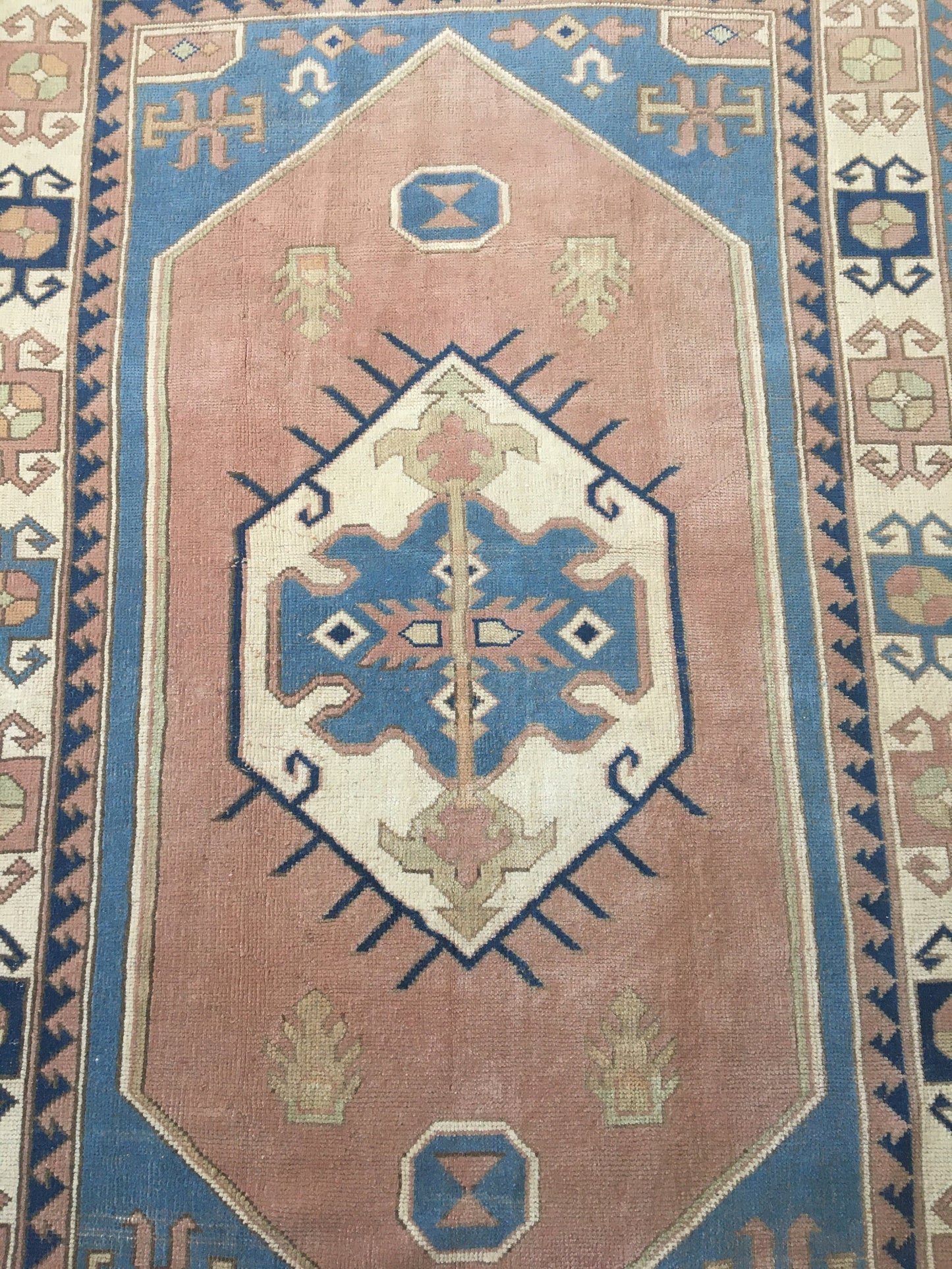 5 x 8 feet pink muted turkish wool large rug, handmade vintage oushak