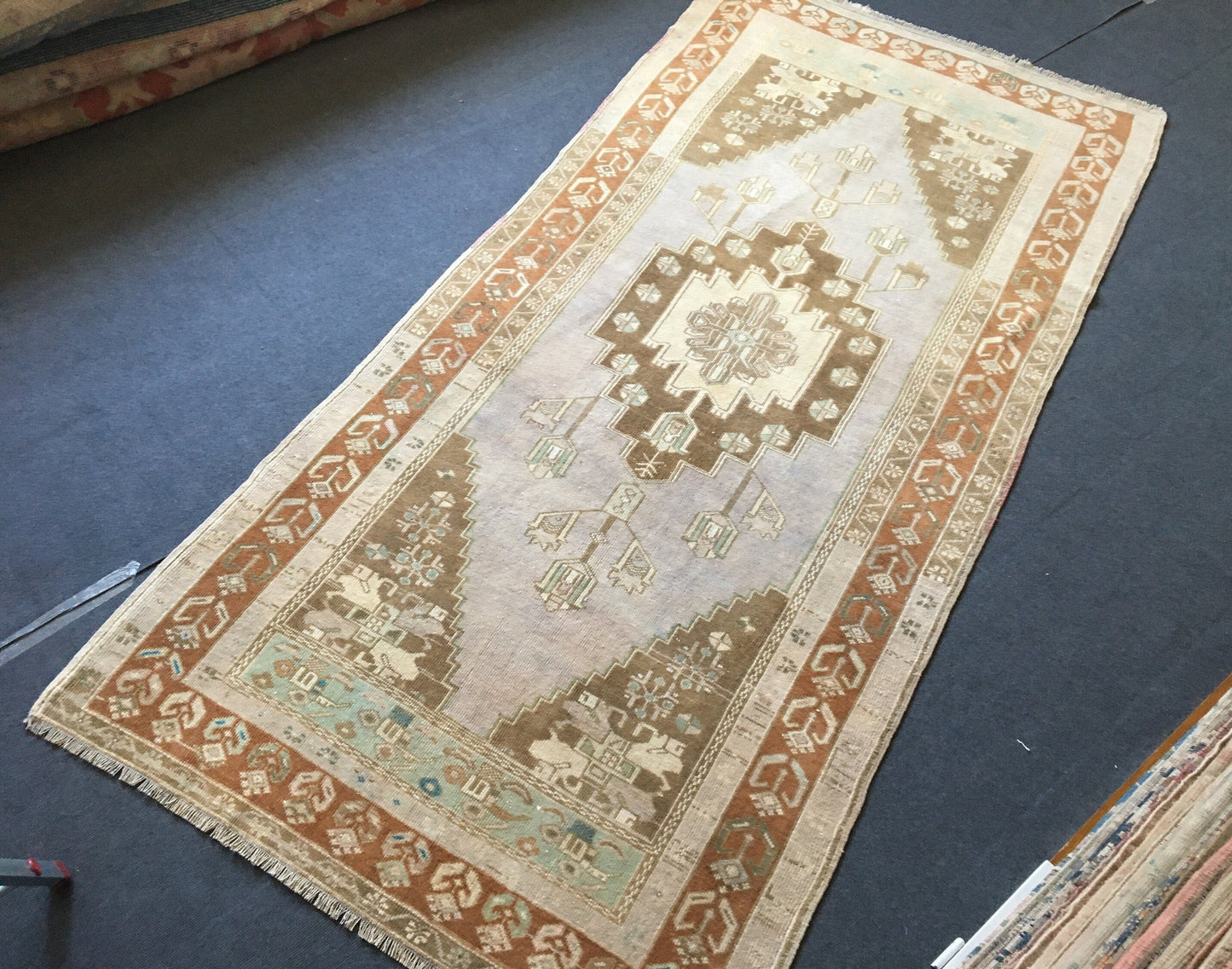 4 x 8.5 feet handmade natural turkish bedroom floor rug, vintage bedroom oushak rug