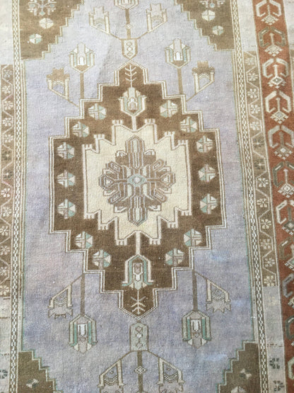 4 x 8.5 feet handmade natural turkish bedroom floor rug, vintage bedroom oushak rug