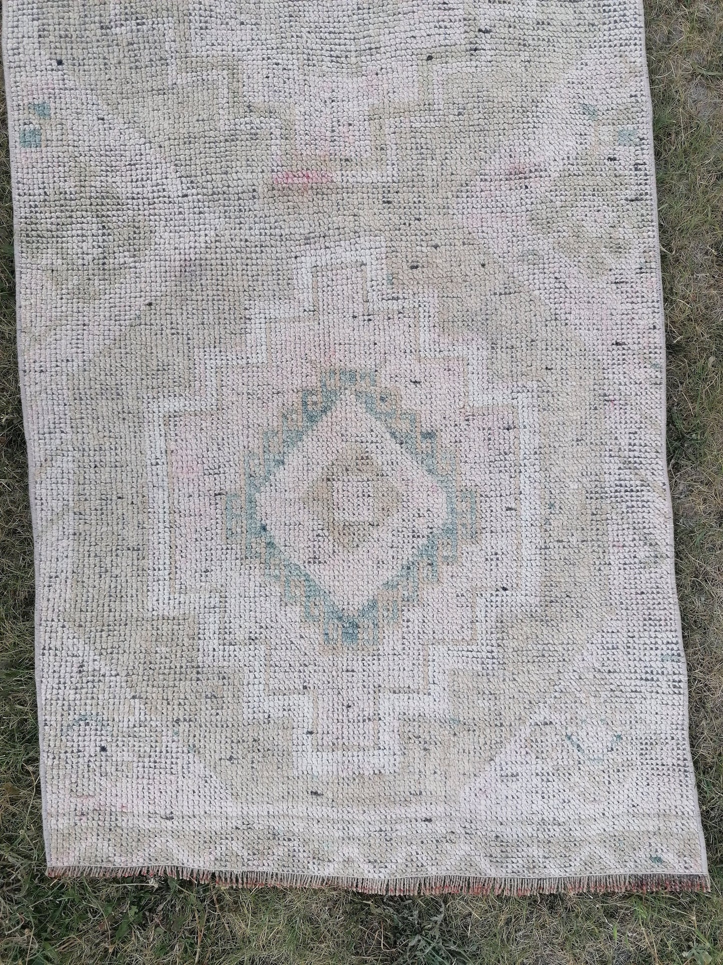 2.8 x 10.6 Pastel runner rug, vintage runner, wool runner,hallway runner, hand made runner