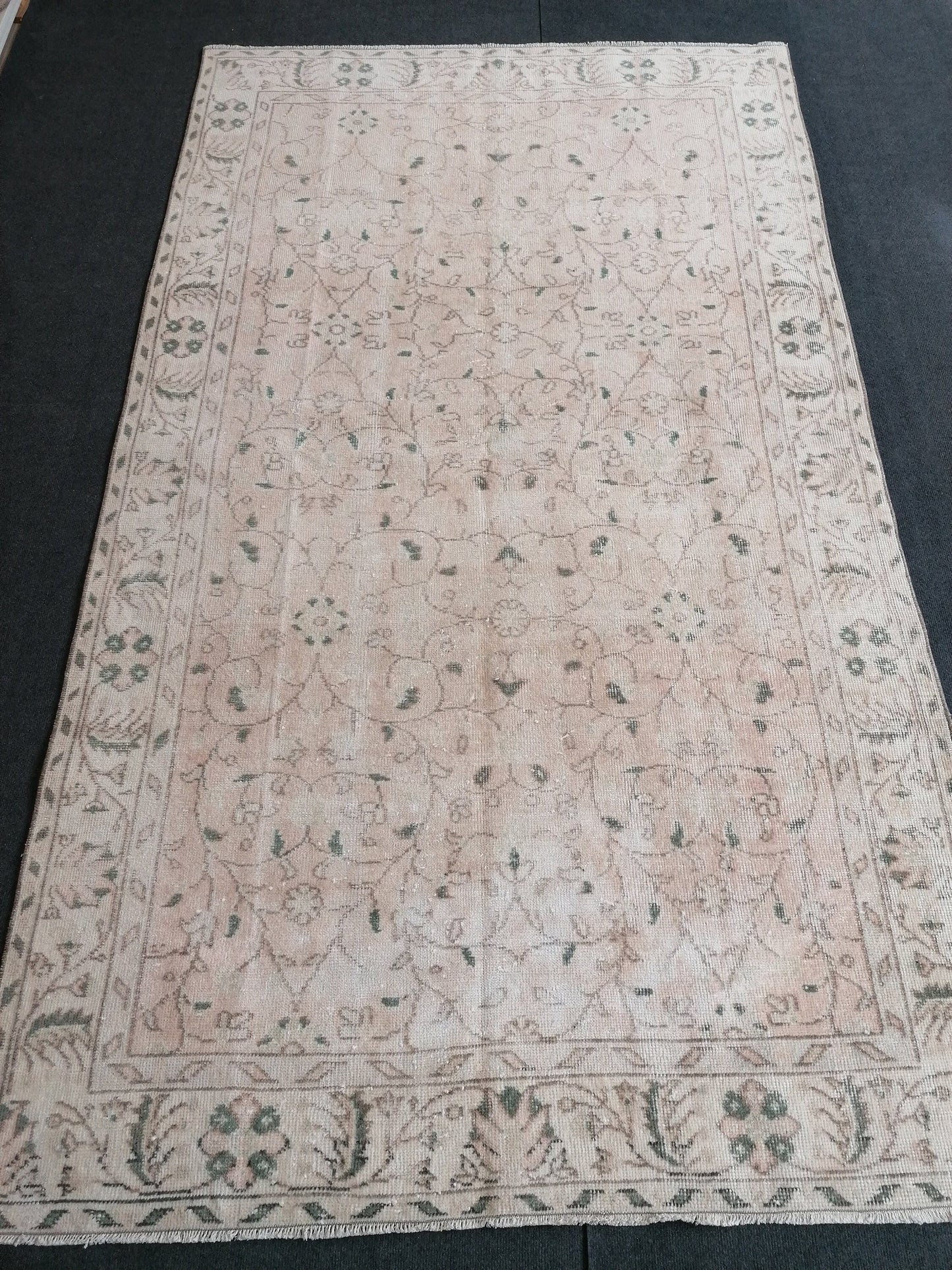 Oushak turkish rug 5 x 9.6 large vintage rug, vintage oushak rug, unique hand made