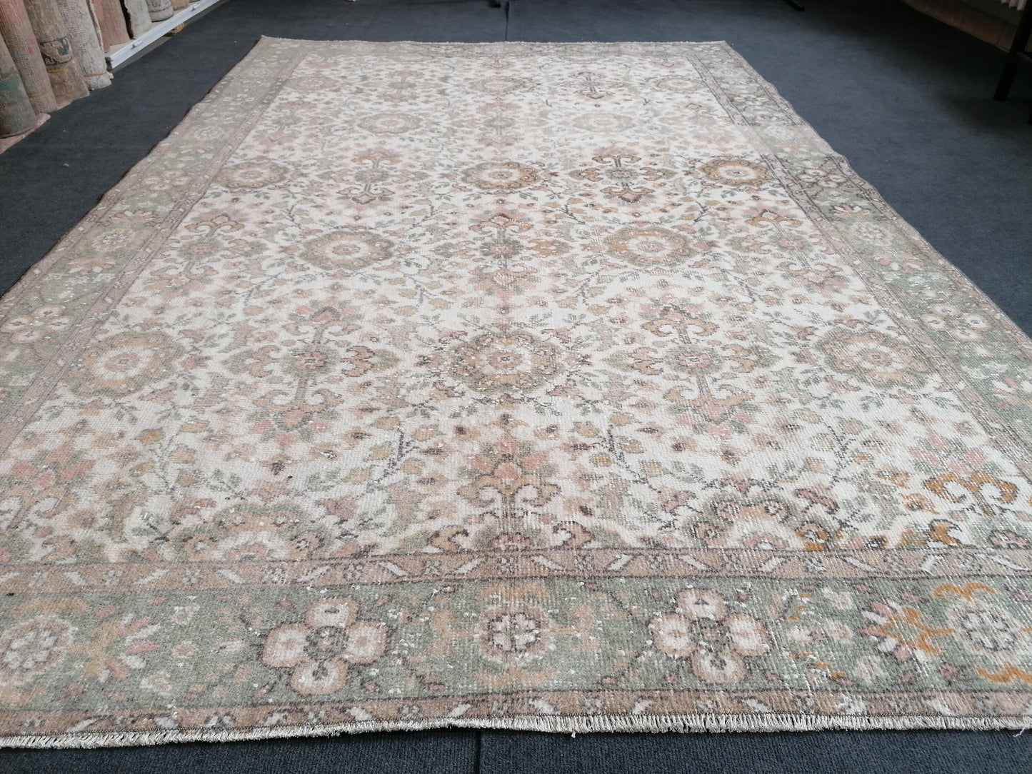 Oushak turkish rug 6.3 x 10  large vintage rug, vintage oushak rug, unique hand made
