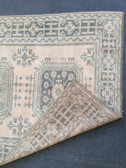 4.3 x 11.3 turkish runner rug, vintage oushak runner rug,