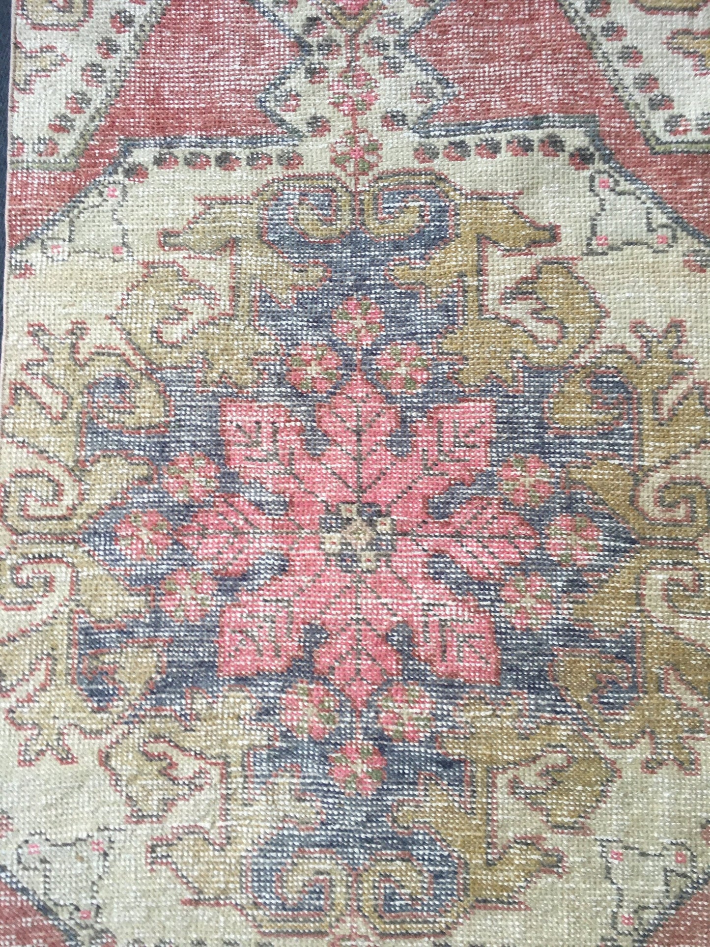 2.4 x 7 Oushak wool handmade turkish runner, vintage rug
