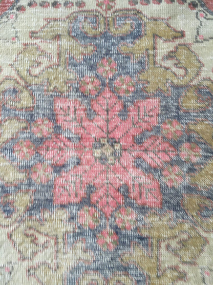 2.4 x 7 Oushak wool handmade turkish runner, vintage rug