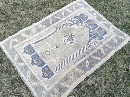 4 x 5.8 rug ,vintage green rug, rug, oushak turkish rug, vintage anatolian unique hand made rug