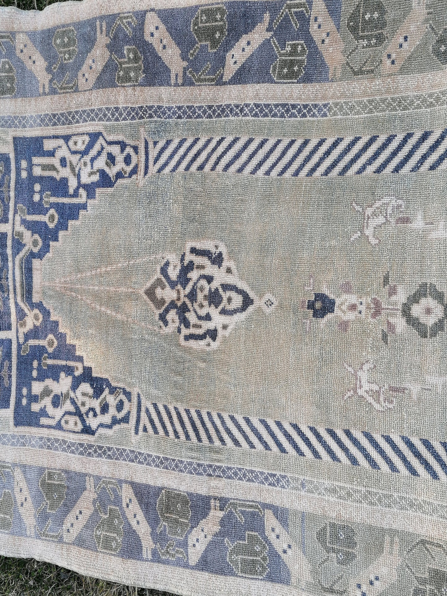4 x 5.8 rug ,vintage green rug, rug, oushak turkish rug, vintage anatolian unique hand made rug