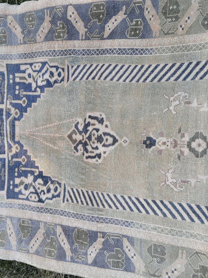 4 x 5.8 rug ,vintage green rug, rug, oushak turkish rug, vintage anatolian unique hand made rug
