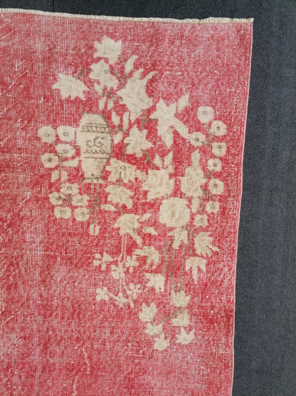 6.6 x 3.8 Turkish rug vintage  rug vintage oushak rug unique hand made rug