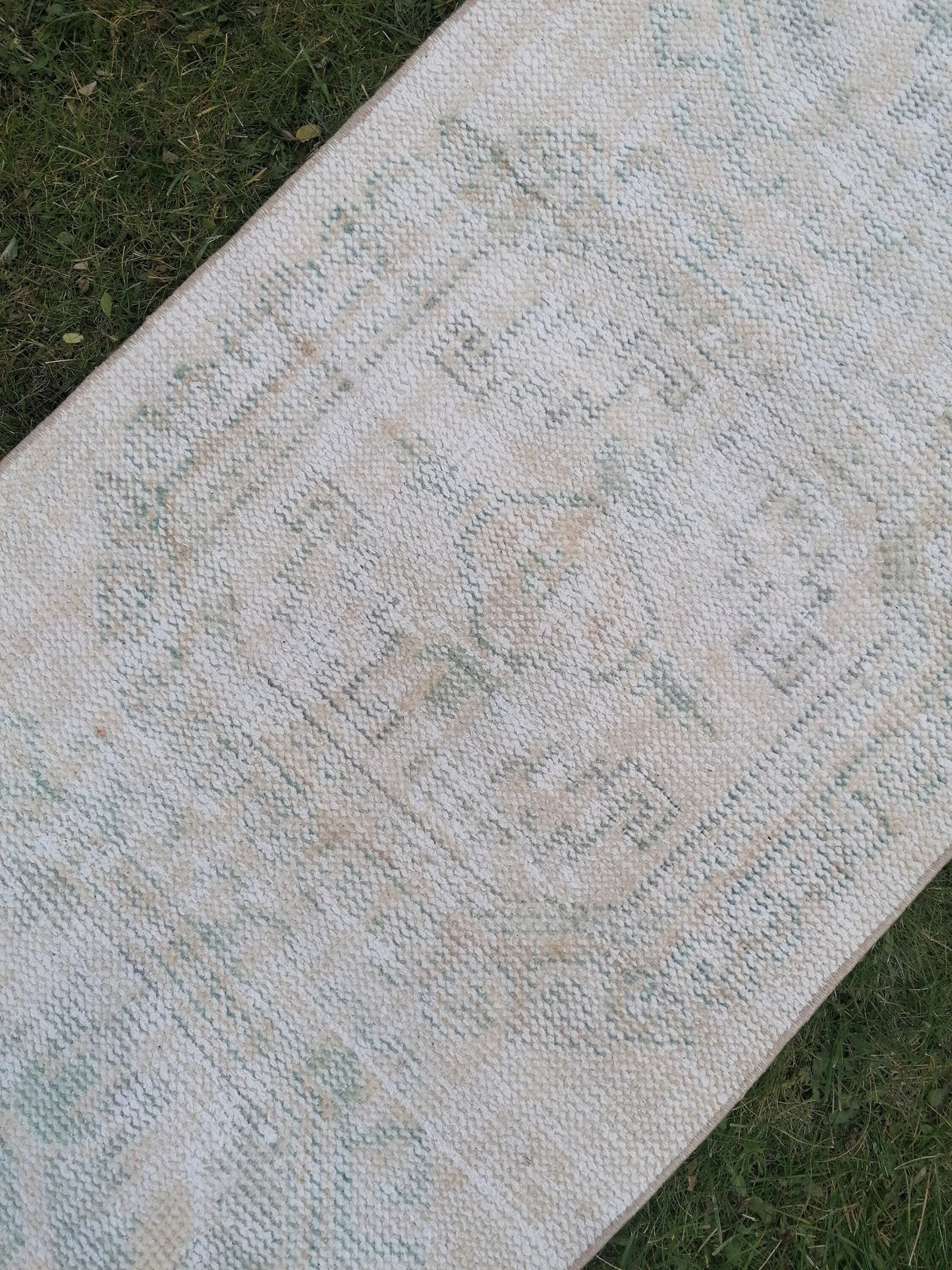2.4 x 11 distressed vintage runner rug, muted  turkish runner rug,