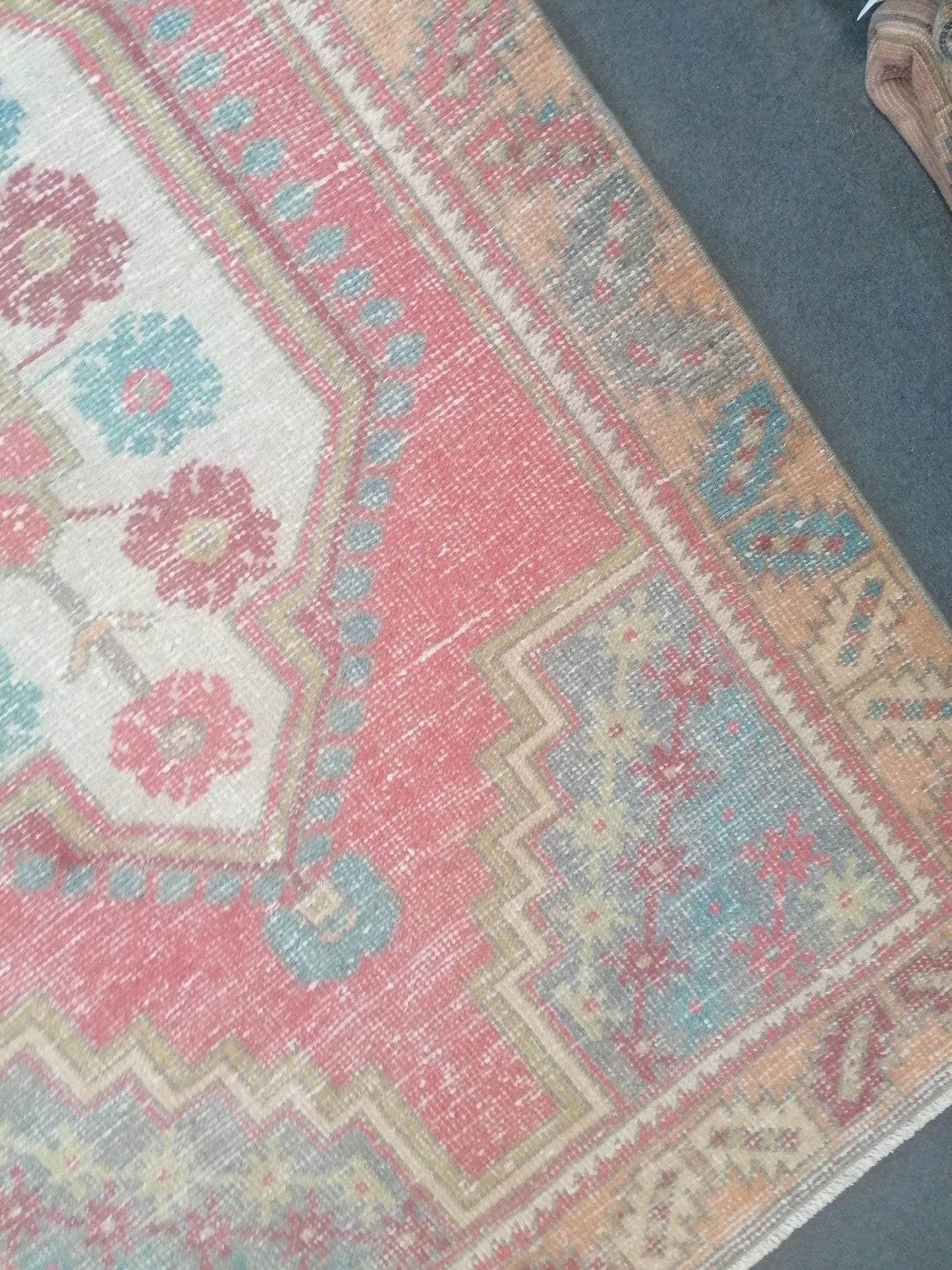 Vintage blue rug 3.10 x 6 oushak rug handmade wool rug,