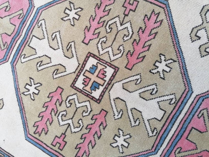 5.9 x 9.5 Bohemian pink color rug, oushak rug , turkish wool rug, handmade