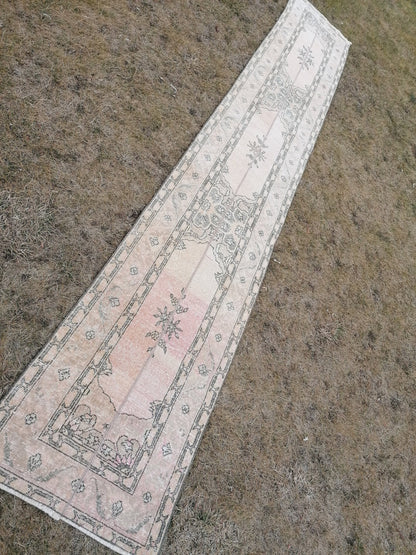 2 x 13 Runner rug patchwork runner, vintage hallway runner rug, Distressed Runner