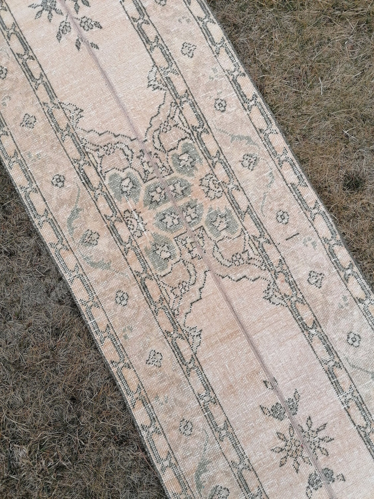 2 x 13 Runner rug patchwork runner, vintage hallway runner rug, Distressed Runner