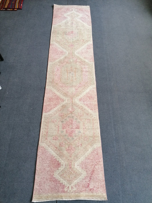 2.6 x 11 Vintage runner rug, oushak runner rug, ,anatolian runner rug