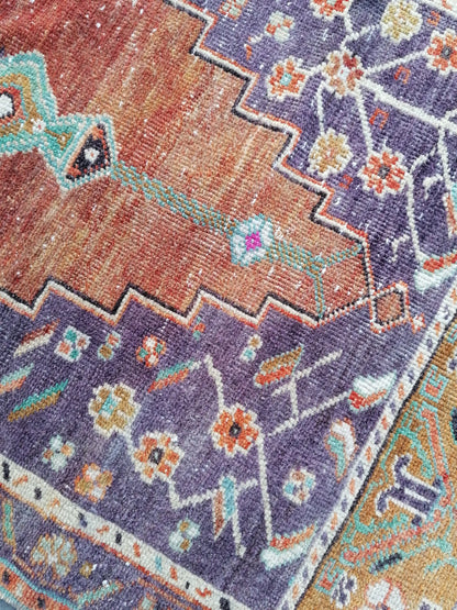 2.7 x 8 Vintage runner,kitchen runner,purple wool rug